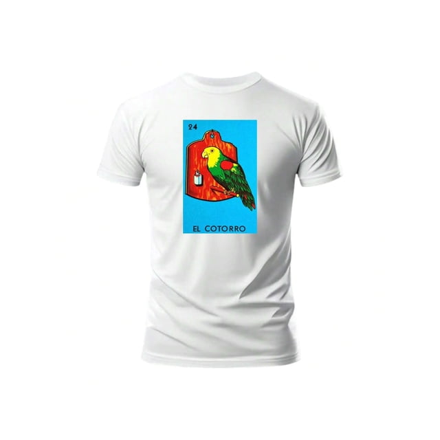 Playera El Cotorro De La Loteria Nacional Tradicion Mexicana Color Blanco Talla Chica Marca Emil SaEs