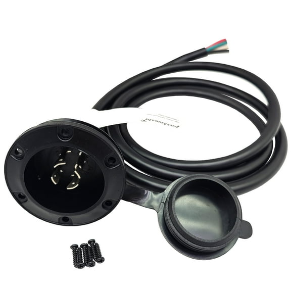 Parkworld 79704 NEMA L14-20 Port Plug Assembly Power Inlet NEMA L14-20P Molded with 12AWG Power Cord 6FT