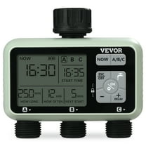 VEVOR Water Timer, 3 Outlets, Hose Watering Sprinkler Timer, with 3 Independent Watering Zone LCD Display Rain Delay Mode Manual Mode 360° Brass Inlet Metal Filter, IPX6 Waterproof for Yard Watering