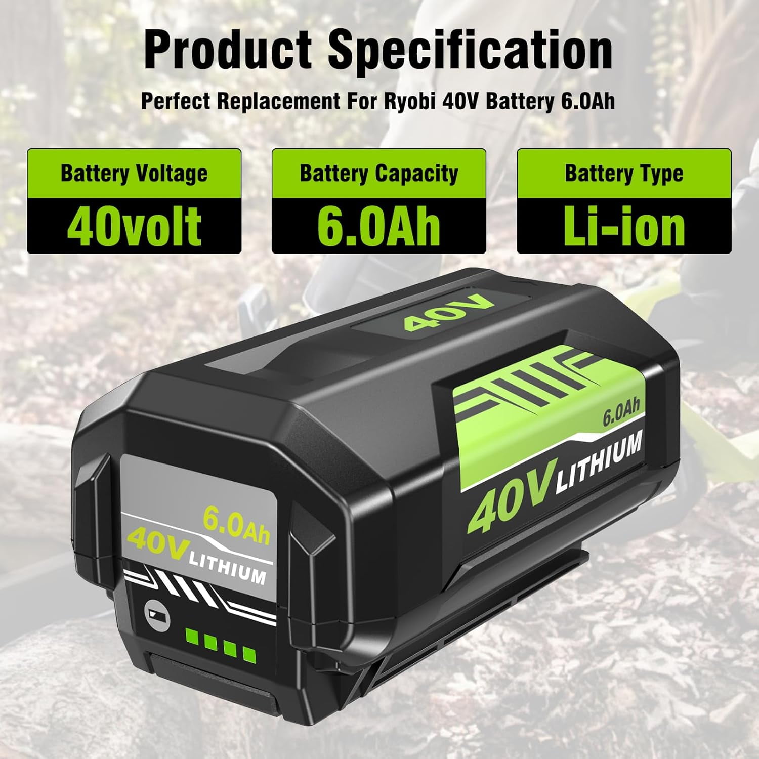 2Packs Replacement for Ryobi 40V Battery 6Ah OP4040 Compatible with Ryobi Battery 40V OP4050 OP40501 Compatible with 40Volt Ryobi Lithium-Ion Battery OP40401 Cordless Tools