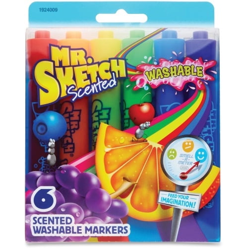 Mr. Sketch Scented Washable Markers, Chisel Tip, Assorted Colors, 6 Count