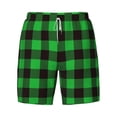 thumbnail image 4 of Lsque Mens Swim Trunks Buffalo Plaid Green Black Pattern - Bathing Suit Compression Liner - Beach Swim Shorts Swimwear - (S-3XL) - Stretch Quick Dry -3X-Large, 4 of 9