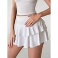 thumbnail image 5 of Pleated Short Skirts for Women Mini Ruffle Skirt Y2k Flowy High Waisted Skirt Stretchy Layered Skirt White XS, 5 of 10