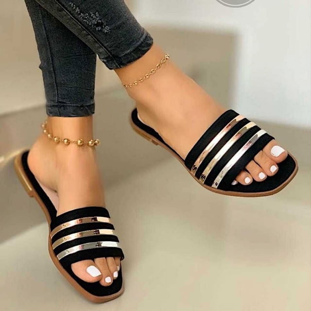 LSLJS Femmes Filles Plates Style Bohème Sandales Décontractées Pantoufles Chaussures de Plage, Pantoufles pour Femmes