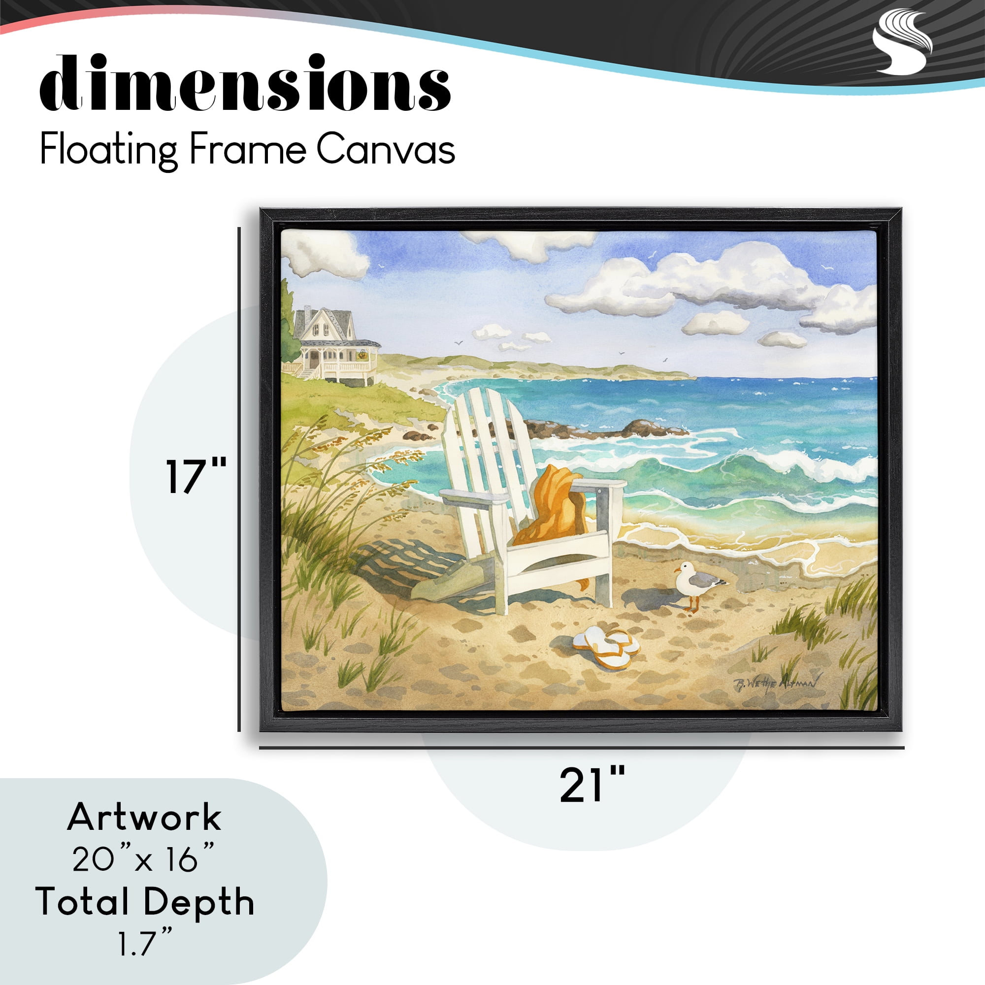 Stupell Industries Waiting For You by Beach Black Framed Floater Canvas Wall Art, design by Robin Altman