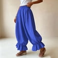 thumbnail image 6 of Women's Boho Harem Pants Casual Smocked High Waist Baggy Trousers with Ruffled Hem Loose Yoga Hippie Flowy Pants for Summer Vacation Lounge and Flattering Everyday Wear, 6 of 6