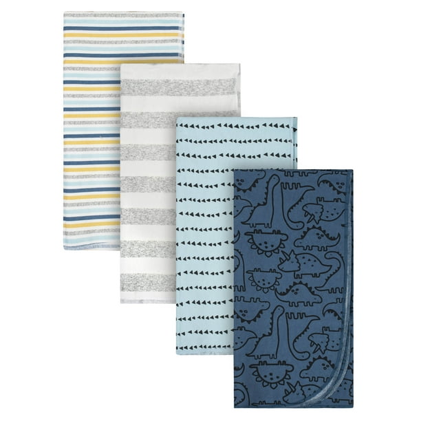 Gerber Gerber Baby Boy Flannel Blankets, 4Pack, Blue, Dino Walmart