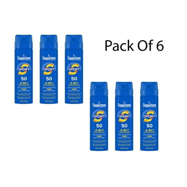Coppertone Sport Sunscreen Spray - Water Resistant Spray Sunscreen - SPF 50 - 1.6 oz (Pack OF 6)