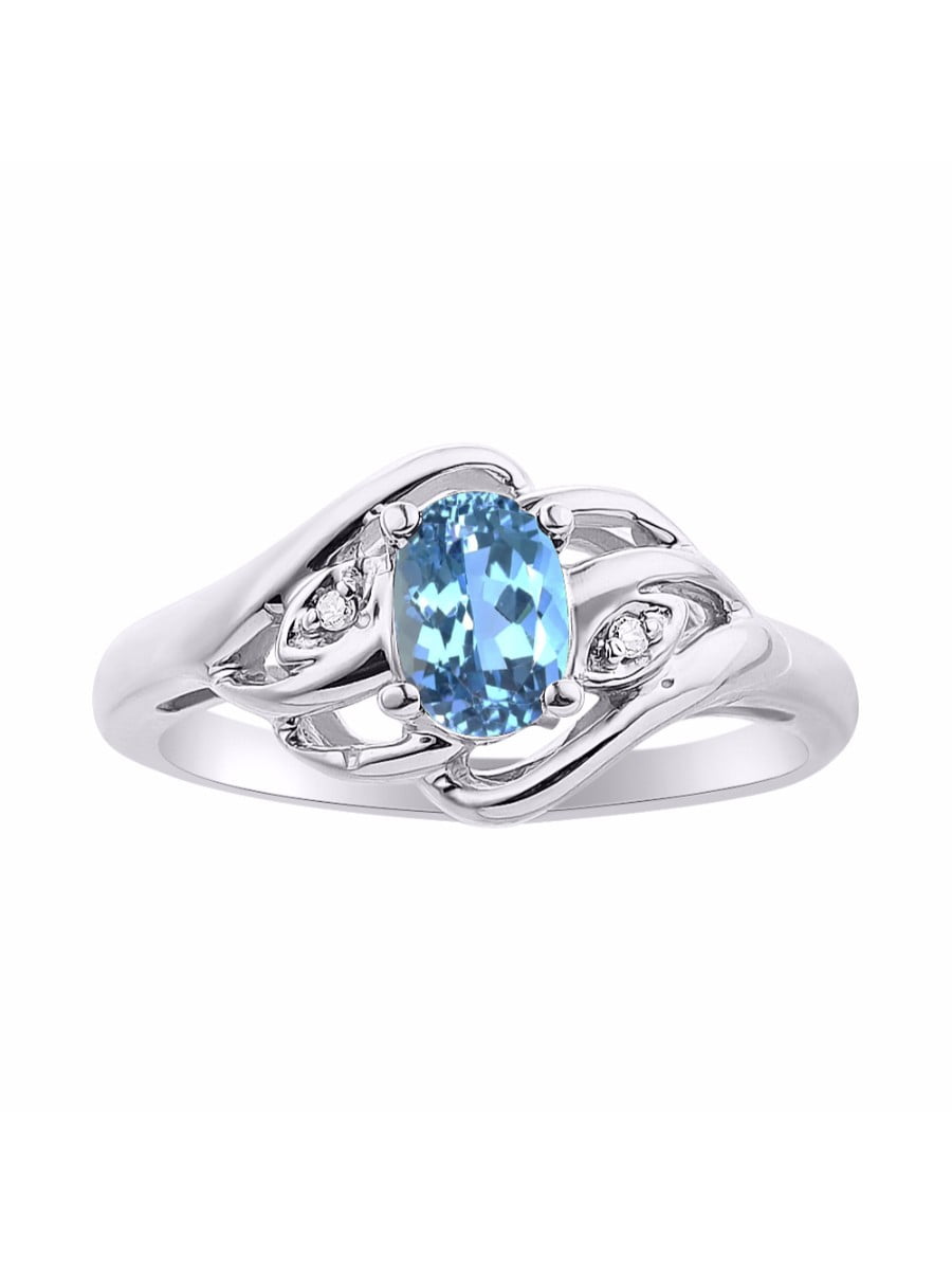 Blue Topaz CZ Gold Plated Ring For Women Gift December Birthstone 3-Stone Jewelry Size 5,6,7,8,9,10,11,12 