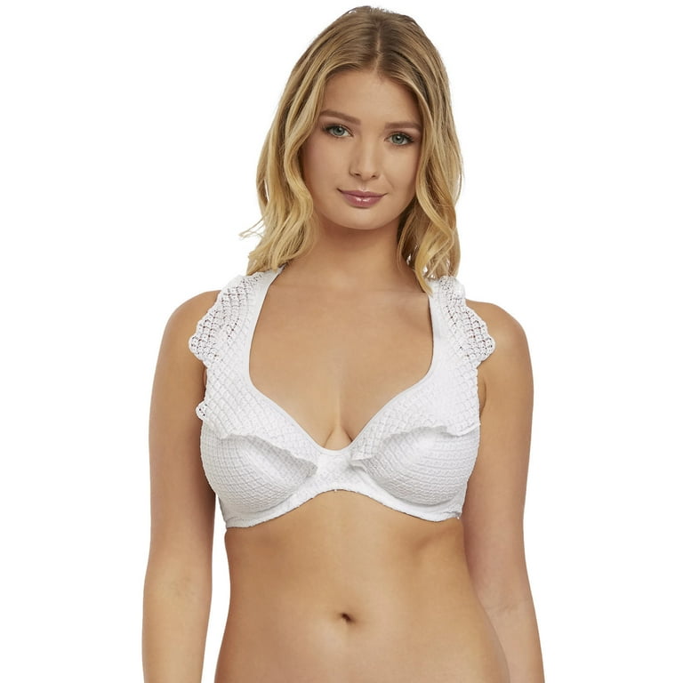 Freya Womens Bohemia Underwire High Apex Bikini Top 38FF White Walmart