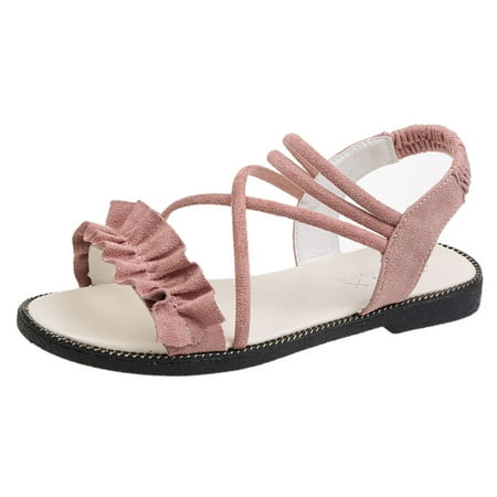 

sandals for Women Sandals For Women Casual Bohemian Sandals Beach Shoes Flats Frilled Sandals Flock Dress Sandals for Women Pink