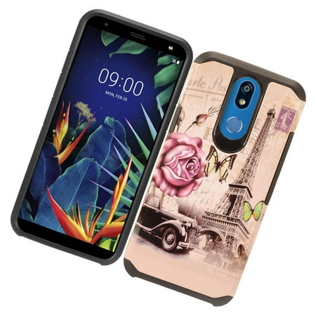 LG K40 Phone Case Ultra Slim Fit Unique two Layer Soft TPU Silicone Gel Rubber & Hard Back Cover Bumper Shield Shockproof Hybrid Armor Impact Defender Case Eiffel Tower for LG K40 [2019