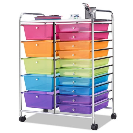 15 Drawer Rolling Storage Cart Tools Scrapbook Paper Office