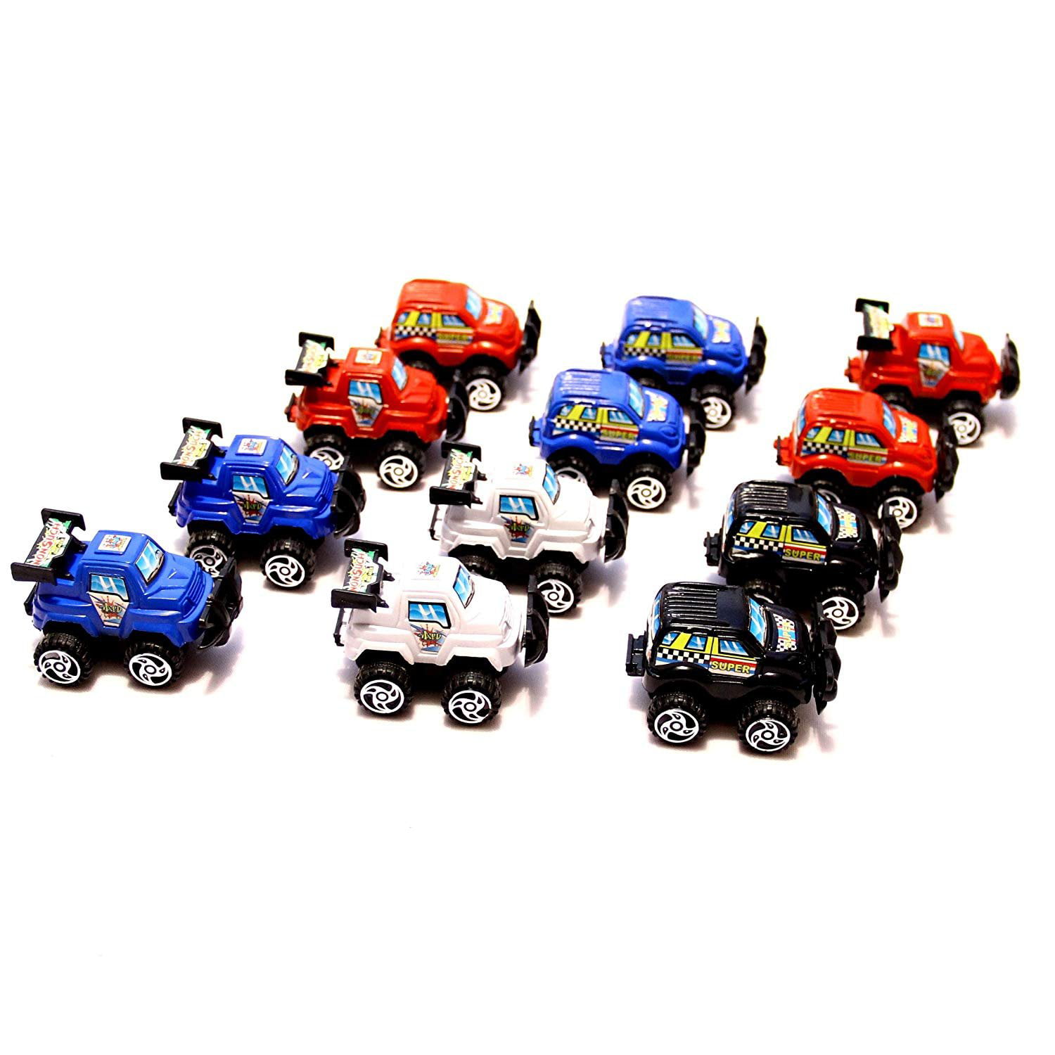 Blue and Black White 12 Pack Dazzling Toys Pull Back & Let Go Race Cars Red 