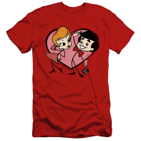 I Love Lucy Cartoon Love S/S Adult 30/1 T-Shirt Red