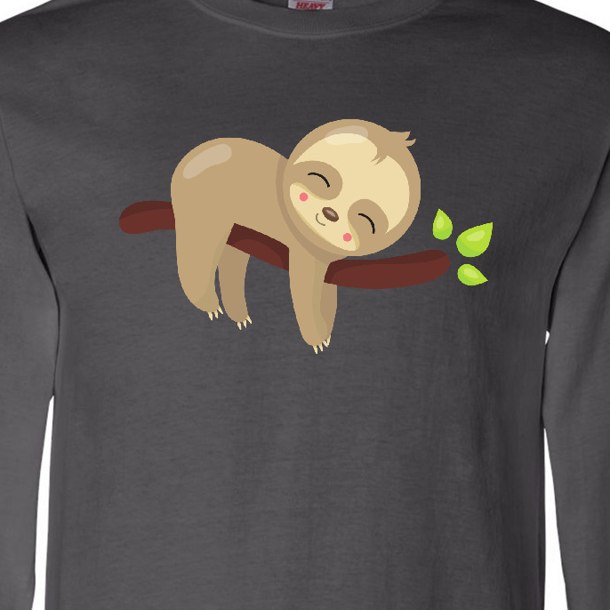 Inktastic Cute Sloth, Baby Sloth, Lazy Sloth, Sleeping Sloth Long Sleeve T-Shirt - image 3 of 4