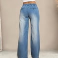 thumbnail image 5 of Women's Casual Straight Leg Wide Leg Denim Pants Trousers Slacks Bottoms Drawstring Elastic Waistband Relaxed Fit Stretchy Solid Color Soft Flowy Casual Daily Lounge Home Streetwear Travel Essentials, 5 of 6