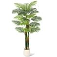thumbnail image 1 of Yeshouse Palmera artificial de caña dorada, plantas artificiales grandes para sala de estar, patio, decoración interior y exterior del hogar con base blanca, 1 of 6
