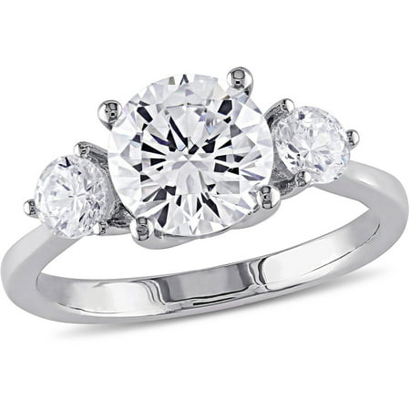 4-1/3 Carat T.G.W. CZ Sterling Silver Three-Stone Engagement
