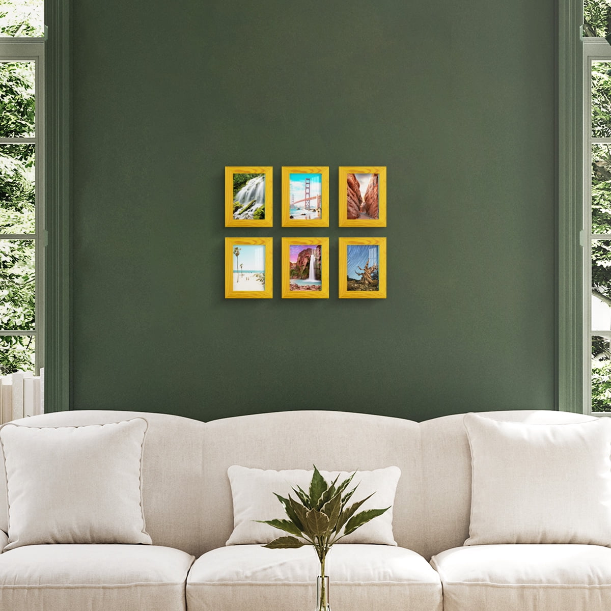 Wexford Home Woodgrain 3.5" x 5" in Sunflower Yellow Picture Frame (Set of 6)