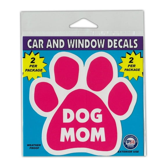 Window Decals, 2-Pack, Dog Mom, 4.25" x 4" Vinyl Stickers