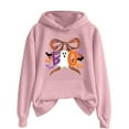 thumbnail image 4 of Hoodies Women Trendy Boo Hoodies Halloween Pullover Sweatshirt Long Sleeve Streetwear Pullover Sweatshirts Women Pink XL, 4 of 4