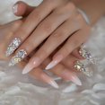 thumbnail image 1 of Uñas postizas de lujo, diseñador Extra largo degradado, joyería francesa, uñas prediseñadas, Stiletto Natural, piedras AB, puntas de decoración, 1 of 5