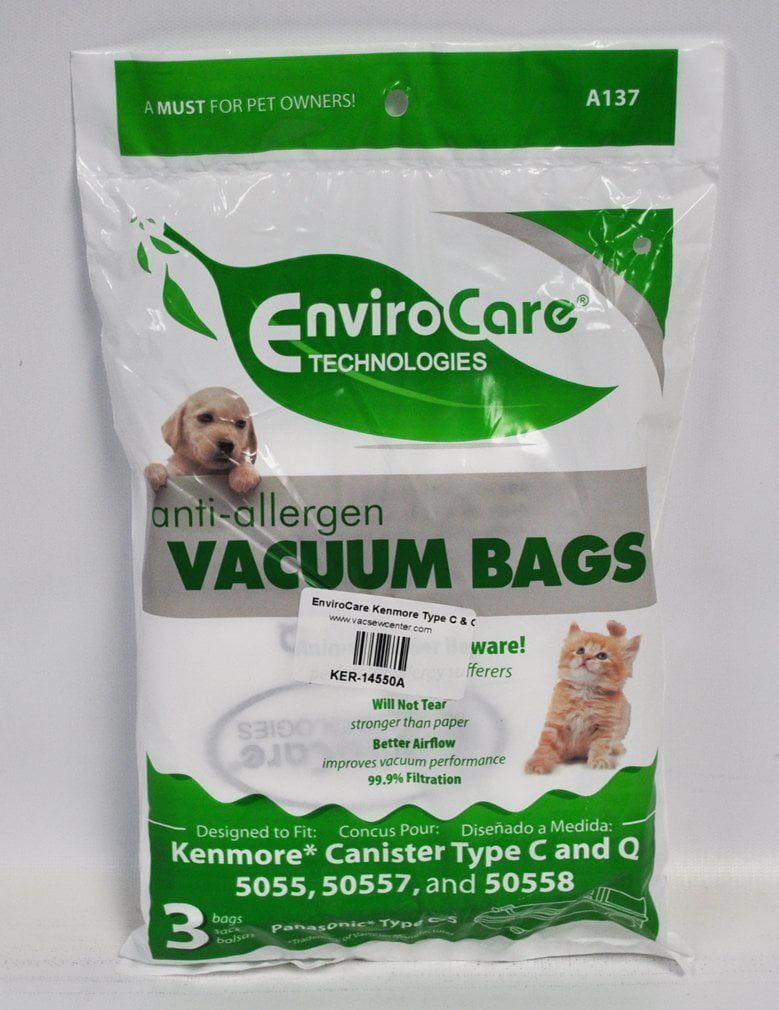 Sears Kenmore Type C Canister Vacuum Bags 5055 50557 and 50558 By EnviroCare 
