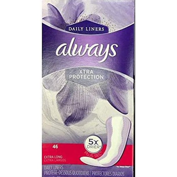 Always Xtra Protection Unscented Daily Liners, Extra Long, 46 Count