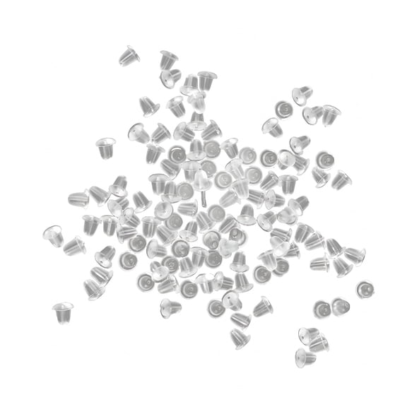 DESIGNICE 100pcs Plastic Clear Earring Backs Backings (White)