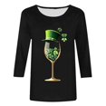 thumbnail image 4 of Meichang T-Shirts Verts pour Femmes T-Shirts de la Saint-Patrick Manches 3/4 Hauts Graphiques Trèfle Chanceux T-Shirts Col Rond Amples Cadeaux de Vacances Blouses Tees, 4 of 4