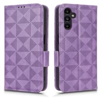 Dteck For Samsung Galaxy A53 5G Wallet Case,Luxury Embossed Triangle Design PU Leather Anti-scratch Magnetic Closure Flip Card Slots Stand with Wrist Strap Shockproof Cover.Purple