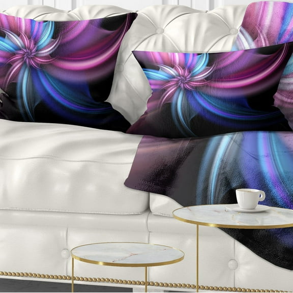 Designart 12" x 20" Blue Polyester Throw Pillow