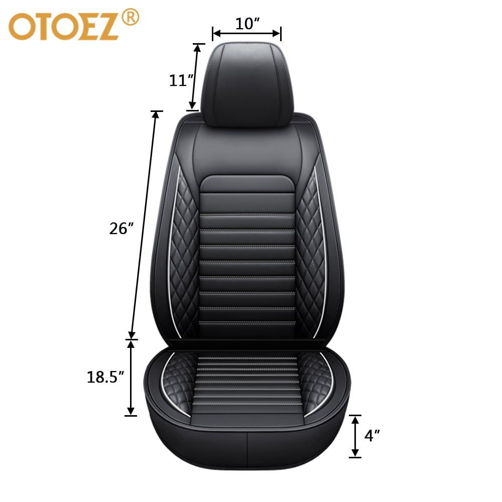 OTOEZ Fashion Full Set Car Seat Cover Waterproof Leather Universal Fit SUV Truck, Black/White