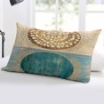 thumbnail image 5 of Teal Beige Abstract Art Throw Pillow Cover 20 x 26 Inch Decorative Pillow Cover Vintage Circle Retro Art Lumbar Pillowcase Seasonal Rectangle Cushion Case for Couch Sofa Bed Living Room, 5 of 7