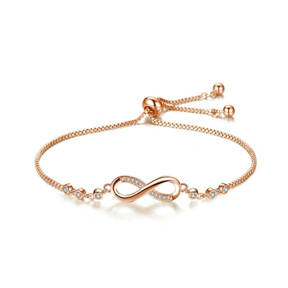 Rose Goldtone Cubic Zirconia Infinity Adjustable Bracelet