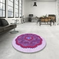 thumbnail image 4 of Ahgly Company Machine Washable Indoor Round Transitional Medium Violet Red Pink Area Rugs, 5' Round, 4 of 7