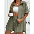 thumbnail image 2 of Yumcute Women Summer Cotton Linen Short Sets 2 Piece Shorts Top Lounge Beach Vacation Two Piece Outfits Tracksuits, 2 of 15