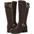 thumbnail image 1 of GLOBALWIN Women's Brown/Print Quilted Knee-High Fall Winter Fashion Riding Boots 11M, 1 of 8