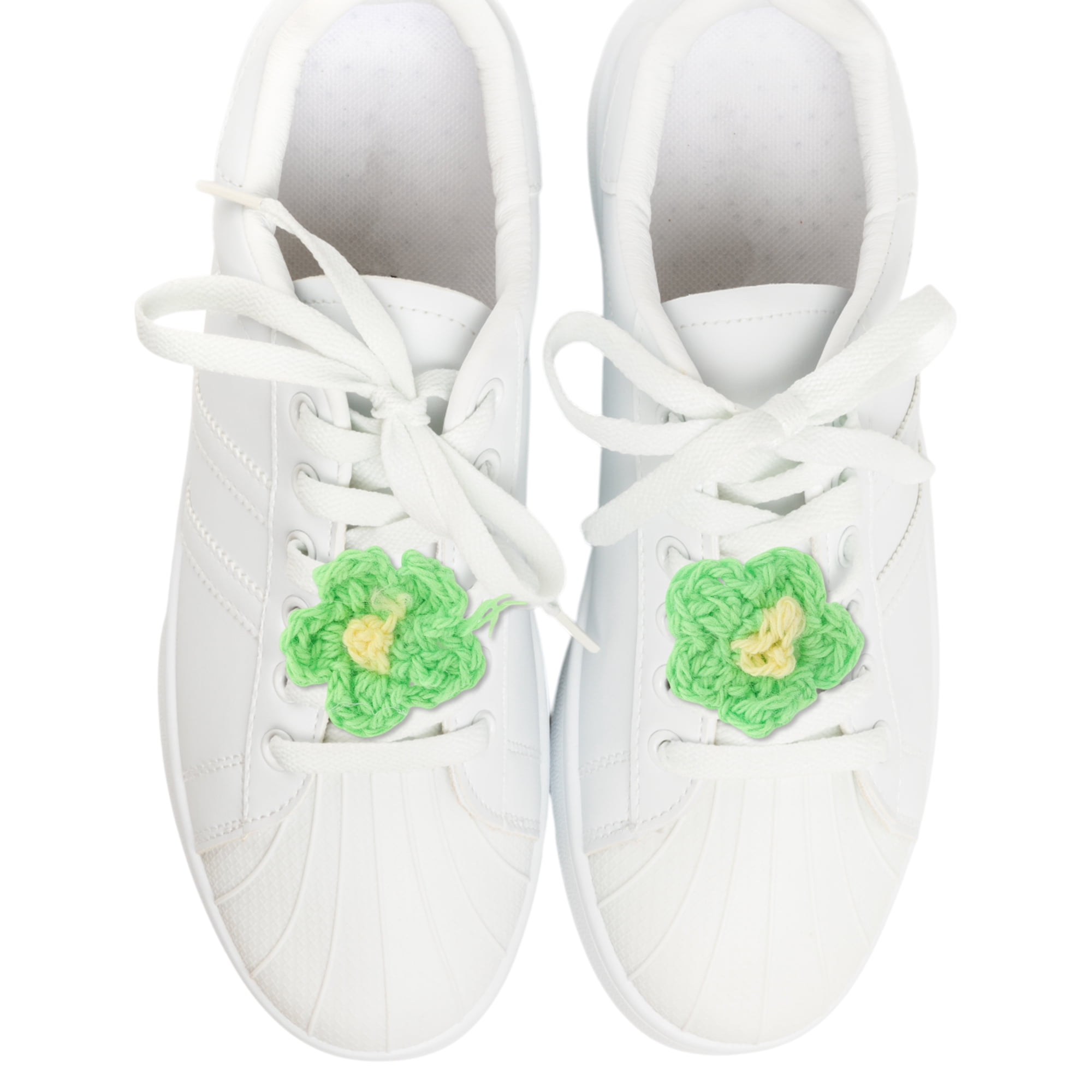 Unique Bargains Yarn Flower Shoelace Charms for Personalizing 1 Pair Green