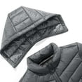 thumbnail image 5 of Mrmaere Men's Hooded Jacket Contrast Fabric Quilted Warm Outerwear for Daily & Casual Wear Gray L, 5 of 7