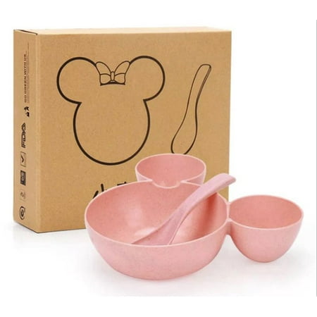 

Livesture Wheat Straw Children s Bowl Cartoon Wheat Chopsticks Fork Spoon Fruit Dish Mickey s Bowl Lovely Gift Set 2pcs pink