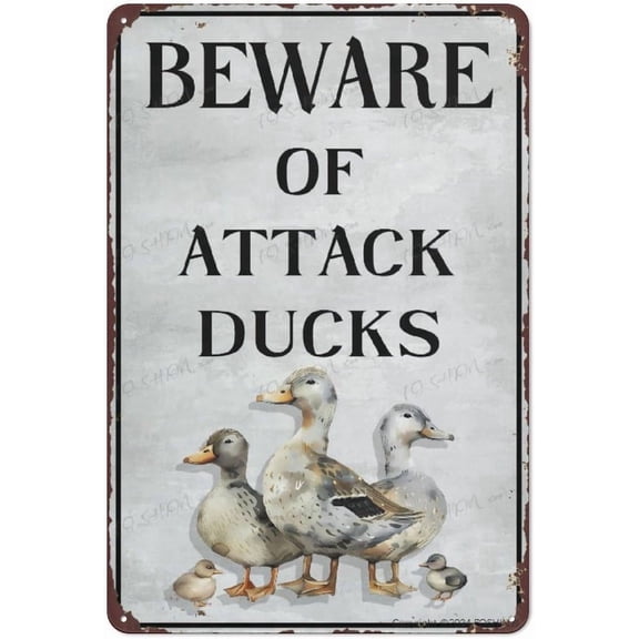Aluminum Sign Beware Of Attack Ducks Metal Aluminum Sign Aluminum Sign For Home Coffee Wall Decor 8X12 Inch