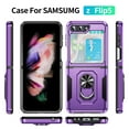 thumbnail image 3 of Nalacover Heavy Duty Case for Samsung Galaxy Z Flip5 with Rotated Ring Holder Kickstand Bracket, Military Grade Rugged Cover with Magnetic Car Mount TPU Shockproof Lens Protective Case, Purple/Black, 3 of 10