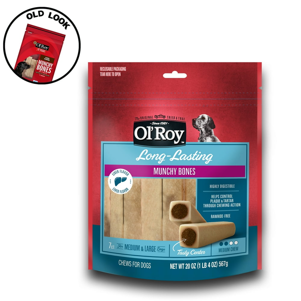 Ol' Roy Munchy Bones Dog Treats, Liver Flavor, 7 Count
