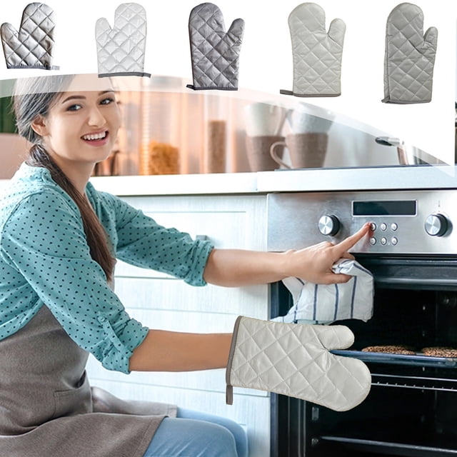 Xihbxyly Guantes Plateados Resistentes Al Calor, Diseño Antideslizante, Acolchado Grueso para Protección Contra Altas Temperaturas, Aptos para Microondas, para Cocina y Restaurante, 5 Tallas Disponib