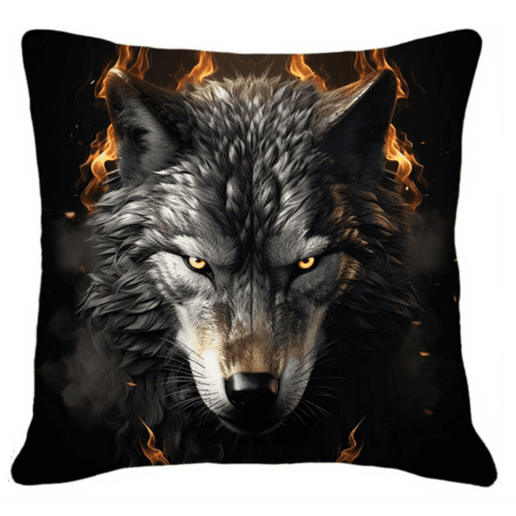 Cross Stitch Cushion Cover Animal Wolves Embroidery Pillow Cases Needlepoint Kits 18x18in