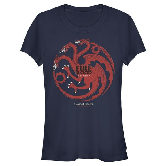 Junior's Game of Thrones Targaryen Dragon Banner  Graphic Tee Navy Blue Small