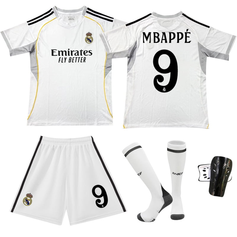 25-26 New Real Madrid Club Home #9 Mbappe Football Jersey Set