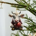 thumbnail image 2 of (2 Pack) 2D Acrylic Cartoon Christmas Cow Ornament - Adorable Tree Decoration and Double Print for White Elephant Exchange, 2 of 4